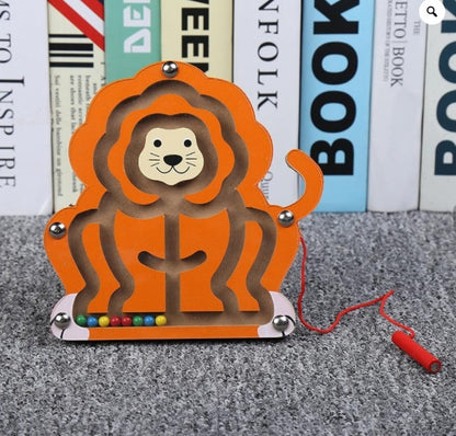 Stick0Gets: Eco-friendly Children Magnetic Maze Toy Kids Wooden Puzzle Game Toy Kids Early Educational Brain Teaser Wooden Toy Intellectual Jigsaw Board