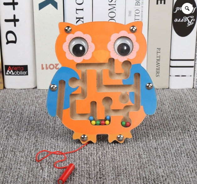 Stick0Gets: Eco-friendly Children Magnetic Maze Toy Kids Wooden Puzzle Game Toy Kids Early Educational Brain Teaser Wooden Toy Intellectual Jigsaw Board