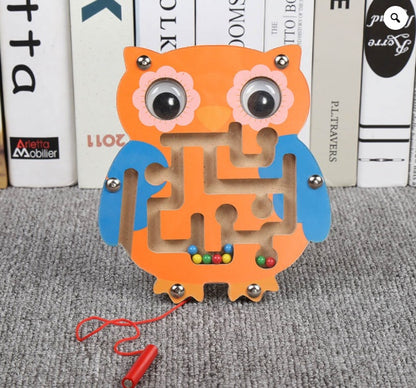 Stick0Gets: Eco-friendly Children Magnetic Maze Toy Kids Wooden Puzzle Game Toy Kids Early Educational Brain Teaser Wooden Toy Intellectual Jigsaw Board