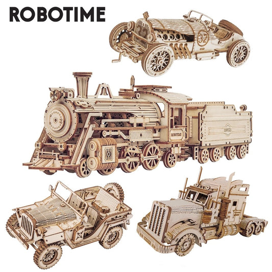 stick0gets: ROKR Train Model 3D Wooden Puzzle Toy Assembly Locomotive Model Building Kits for Children Kids Birthday Christmas Gift