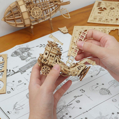 stick0gets: 3d Wooden Puzzle Airship Woodcraft Construction Kit Model Kits For Kids, Teens And Adult