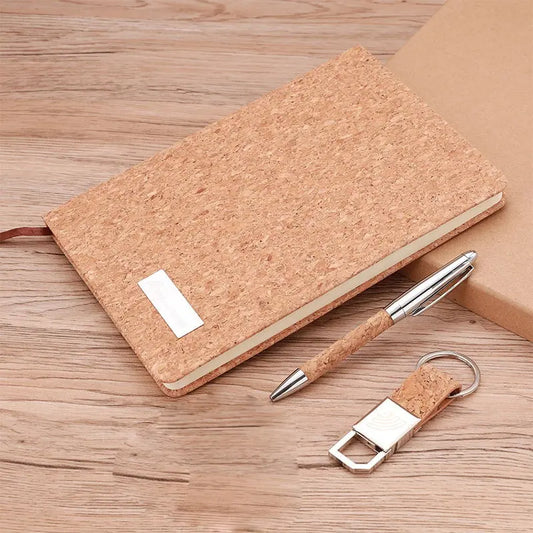 Eco-friendly  - A6 Cork Notebook Keychain Pen 3in1 Combo Set Business Gift Sets