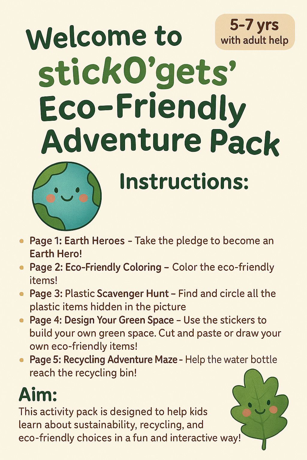 stick0gets Eco-Friendly Activity Pack V1